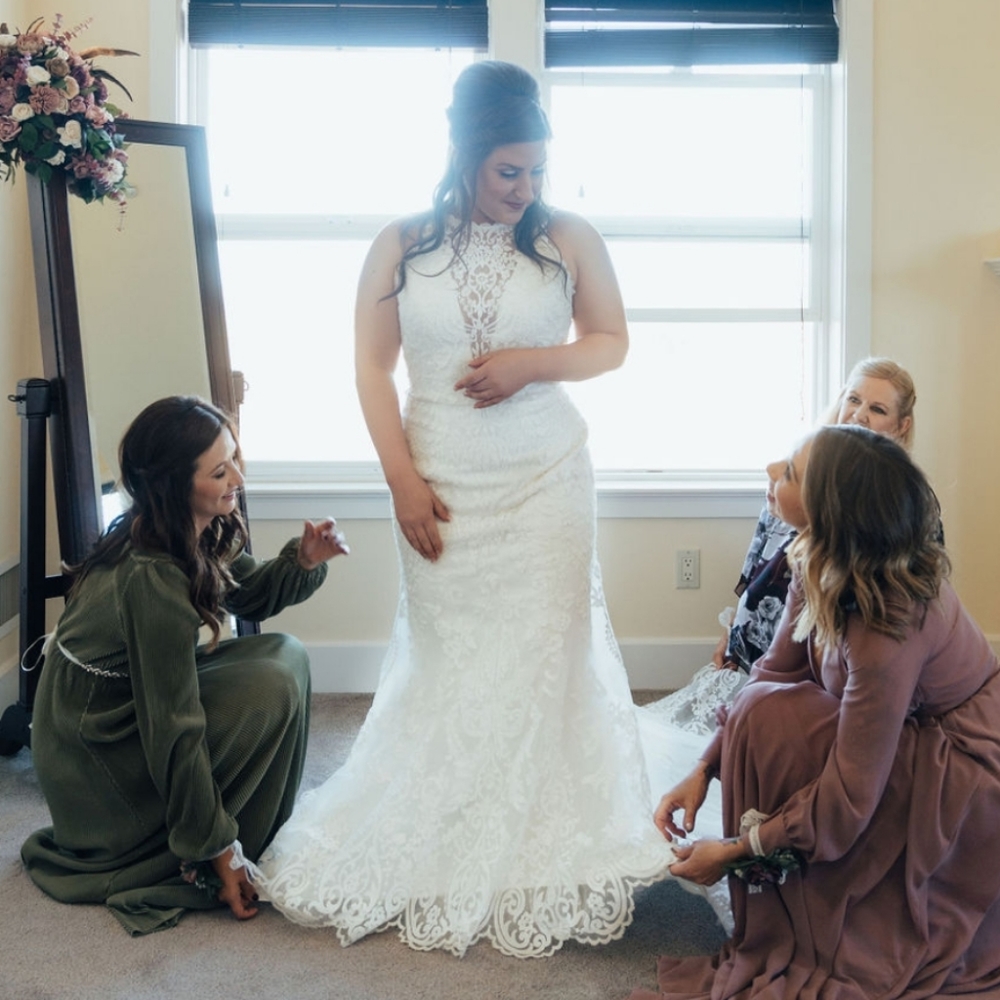 Winifred by Maggie Sottero a line. similar to Zander Lane black wedding dress
